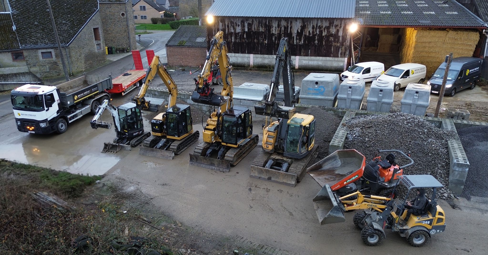 Flotte d'engins de terrassement de Bryan Prevot SRL à Anthisnes, province de Liège